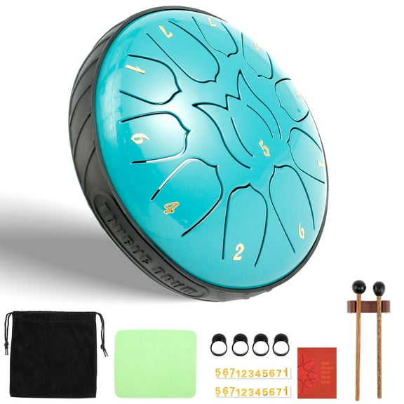 Steel Tongue Drum 11 Notes Tongue Drum 6 inch Small Hand Pan Drum Rustproof Percussion Instrument Sound Healing Tank Drum for Meditation Yoga Musical Education