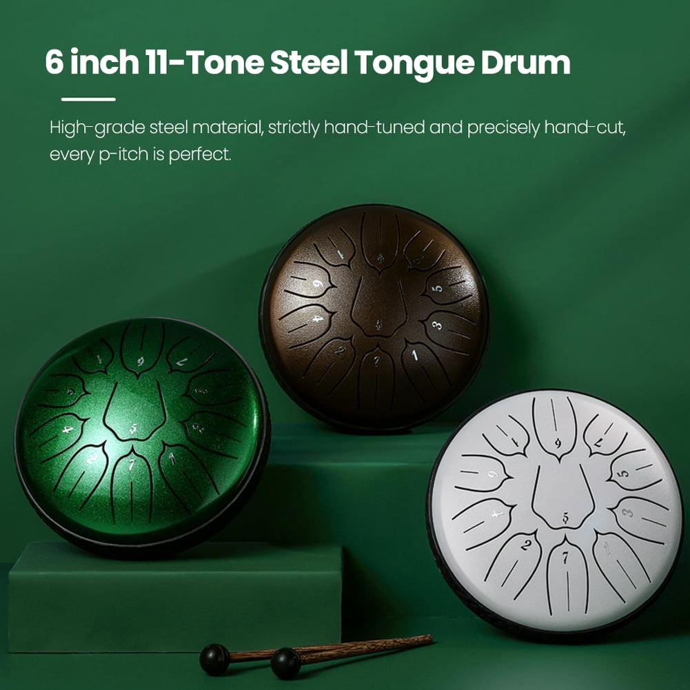 Steel Tongue Drum,11-tone Steel Drum Pan Drums With Drumsticks Percussion Musical Drum D-key Hand Inch 11-tone Steel 6 Inch 11-tone Drums With Drumsticks With Drumsticks Percussion Moweo