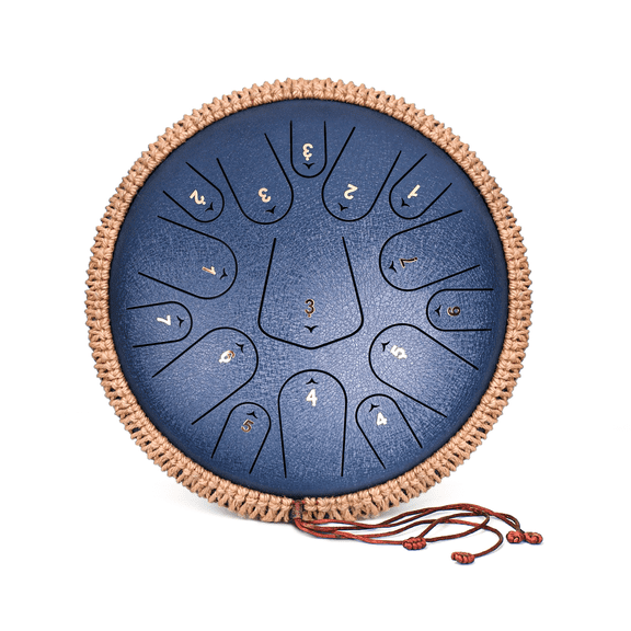 Steel Tongue Drum,13 Inches 15 Notes Handpan Drum in C Major,432 Hz for Adults and Children,with Hand Pan Music Book, Mallets and Carry Bag(Navyblue)