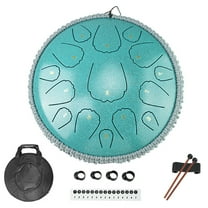 Steel Tongue Drum, 13 Inches 15 Notes Tongue Drum, Hand Pan Drum with Drum Mallets and Carry Bag, D Major, Blue