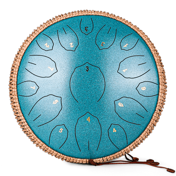 Steel Tongue Drum, 14 Inch 15 Note Tongue Drums, Handpan Drums for Adultes, Steel Drum Instrument with Music Book, Steel Handpan Drum Mallets and Carry Bag, C Major,Malachite Green