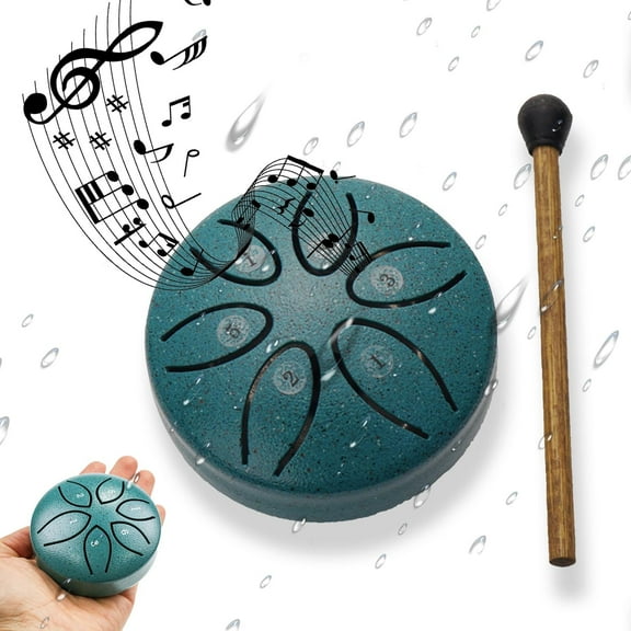 Steel Tongue Drum- 3 Inch 6 Notes Rain Drum for Garden, Waterproof Rain Drum for Outside When It Rains, Mini Hand Yard Rhythm Rain Drum for Outdoor Garden Symphony (Blue)