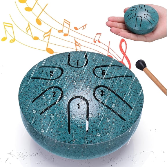 Steel Tongue Drum 3 Inche 6 Note Steel Drums Rain Chime,Raindrop Drum,Rain Drum for Outside Garden,Mini Steel Tongue Drums Chime