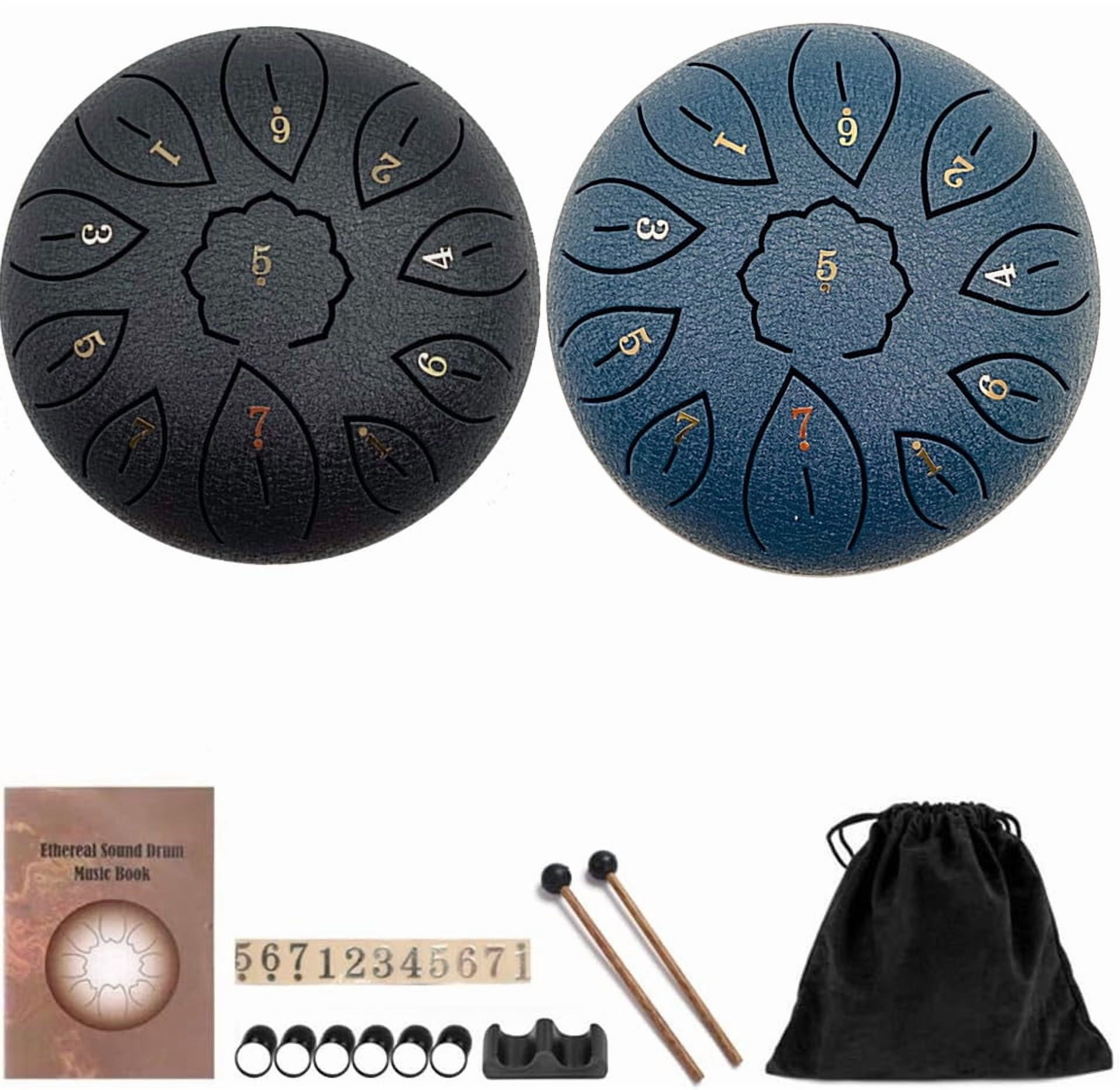 Steel Tongue Drum 6 Inch 11 Notes, G tone Hand Pan Drum with Carry Bag, Music Book, Mallets, Finger Picks, Stickers for Kids Adults Beginner Gift for Families/Friends