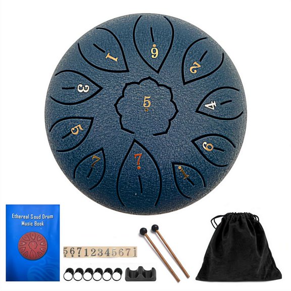 Steel Tongue Drum 6 Inch 11 Notes, G tone Hand Pan Drum with Bag,Finger Picks, Stickers for Kids Adults Beginner Gift for Families/Friends