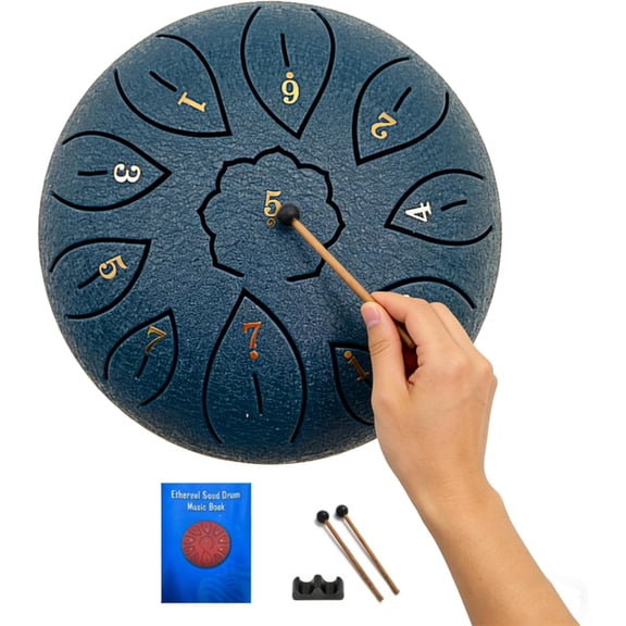 Steel Tongue Drum 6 Inch 11 Notes, Handpan-Style Rain Drum with Bag & Mallets, Portable Zen Garden Instrument for Adults, Kids, Beginners & Outdoor