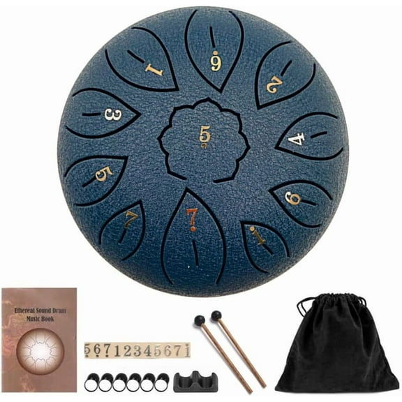 Steel Tongue Drum 6 Inch 11 Notes, Panda Drum With Carry Bag, Music Book, Mallets, Finger Picks, Stickers,Balmy Drum,Pandadrum,Hand Pan Drum,Handpan Drum