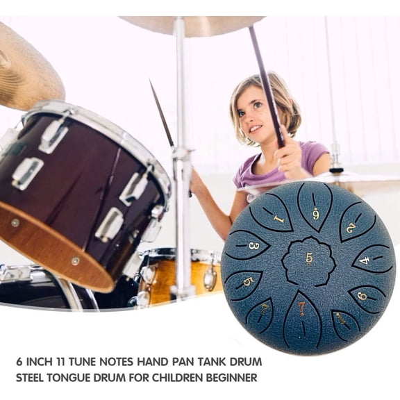Steel Tongue Drum 6 Inches 11 Notes C Major, Hand Pan Drum With Carry Bag, Smooth Surface Easy to Play, Ideal for Music Lovers Beginners Meditation Relaxation Performance, Blue, 1pc