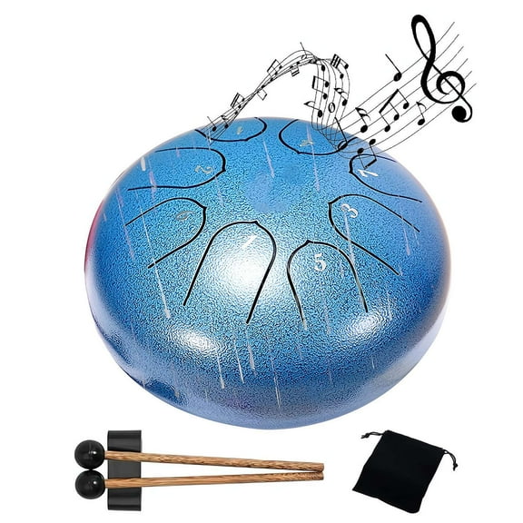 Steel Tongue Drum 6 inch 8 Notes Musical Percussion Instrument, Rain Drum for Outside - Musician Gift for Family and Friends