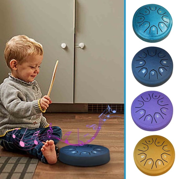 Steel Tongue Drum 8 Notes 4.5 Inch Adult Handpan Percussion Instrument - Relaxing Ethereal Melody, Meditative Calming Sound, Easy to Play