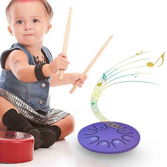 Steel Tongue Drum 8 Notes 4.5 Inch | Hand Percussion Instrument for Adults & Kids | Clear Ethereal Sound | Alloy Material | Includes Mallets, English Guide, Drum Kit, Stickers | Relaxing Music Tool