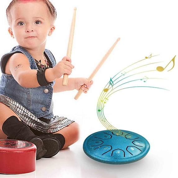 Steel Tongue Drum 8 Notes 4.5 Inch | Hand Percussion Instrument for Adults & Kids | Clear Ethereal Sound | Alloy Material | Includes Mallets, English Guide, Drum Kit, Stickers | Relaxing Music Tool
