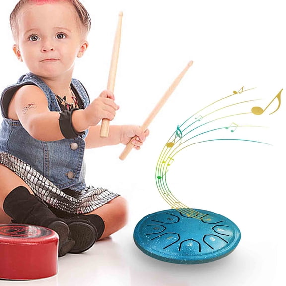 Steel Tongue Drum 8 Notes 4.5 Inch | Hand Percussion Instrument for Adults & Kids | Clear Ethereal Sound | Alloy Material | Includes Mallets, English Guide, Drum Kit, Stickers | Relaxing Music Tool