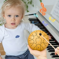 Steel Tongue Drum Kids Instrument: Musical Metal Tank Drums Set 6 Inch 8 Notes C-Key for Meditation Yoga Education Percussion with Bag, Music Book, Mallets, Finger Picks(Gold)