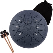Steel Tongue Drum Rain Chime, 8 Notes 6 inch Rain Drum for Outside When It Rains, Chakra Drum with Bag, Mallets, Finger Picks, Percussion Instrument for Meditation Yoga Education Navy