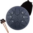 thumbnail image 1 of Steel Tongue Drum Rain Chime, 8 Notes 6 inch Rain Drum for Outside When It Rains, Chakra Drum with Bag, Mallets, Finger Picks, Percussion Instrument for Meditation Yoga Education (Navy), 1 of 6