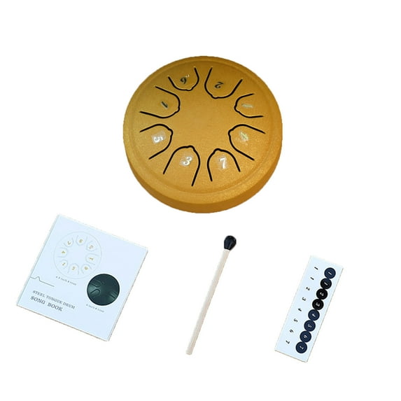 Steel Tongue Drum Rain Drum | 8-Note C Key Handpan Percussion Instrument | Soothing Sound Meditation Relaxation | Portable 11.4cm | USB Charging | 1 Drum + Drumstick + Sheet