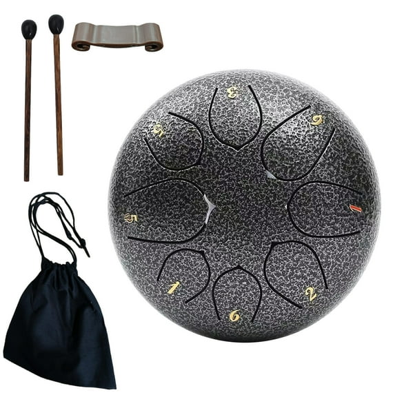 Steel Tongue Drum Rain Drum for Outside Garden, 6 Inch 6 Note Rain Chime, Handpan Drum with Drumsticks Gifts, Instrument Soothing Sound Steel Tongue Drum