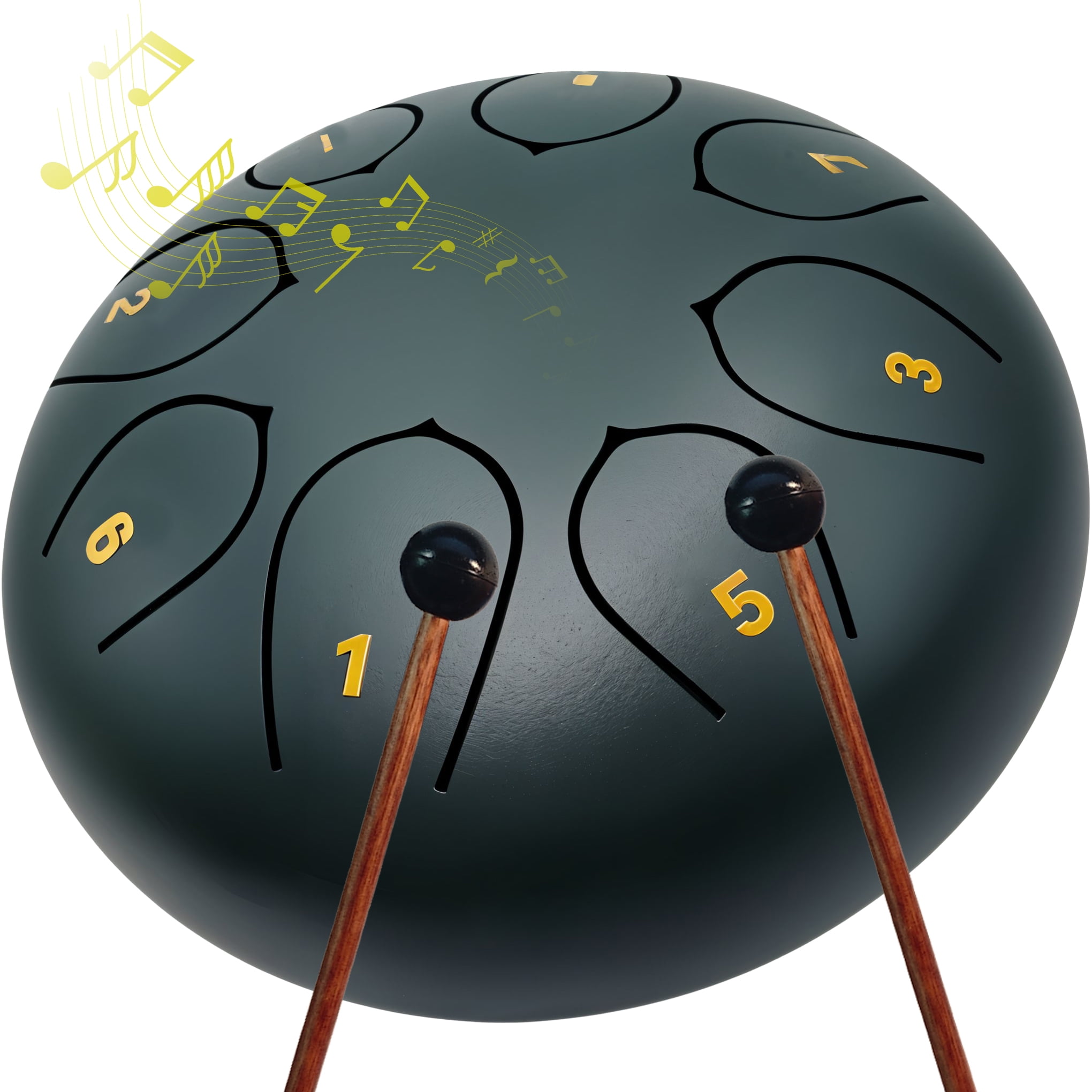 Steel Tongue Rain Drum - 6 Inch 8 Notes Metal Hand Drums for Outside Garden - Chime Bells Music Maker Sound Meditation Outdoor Percussion Instrument - Musical Gift for Family Friends Kids Adults