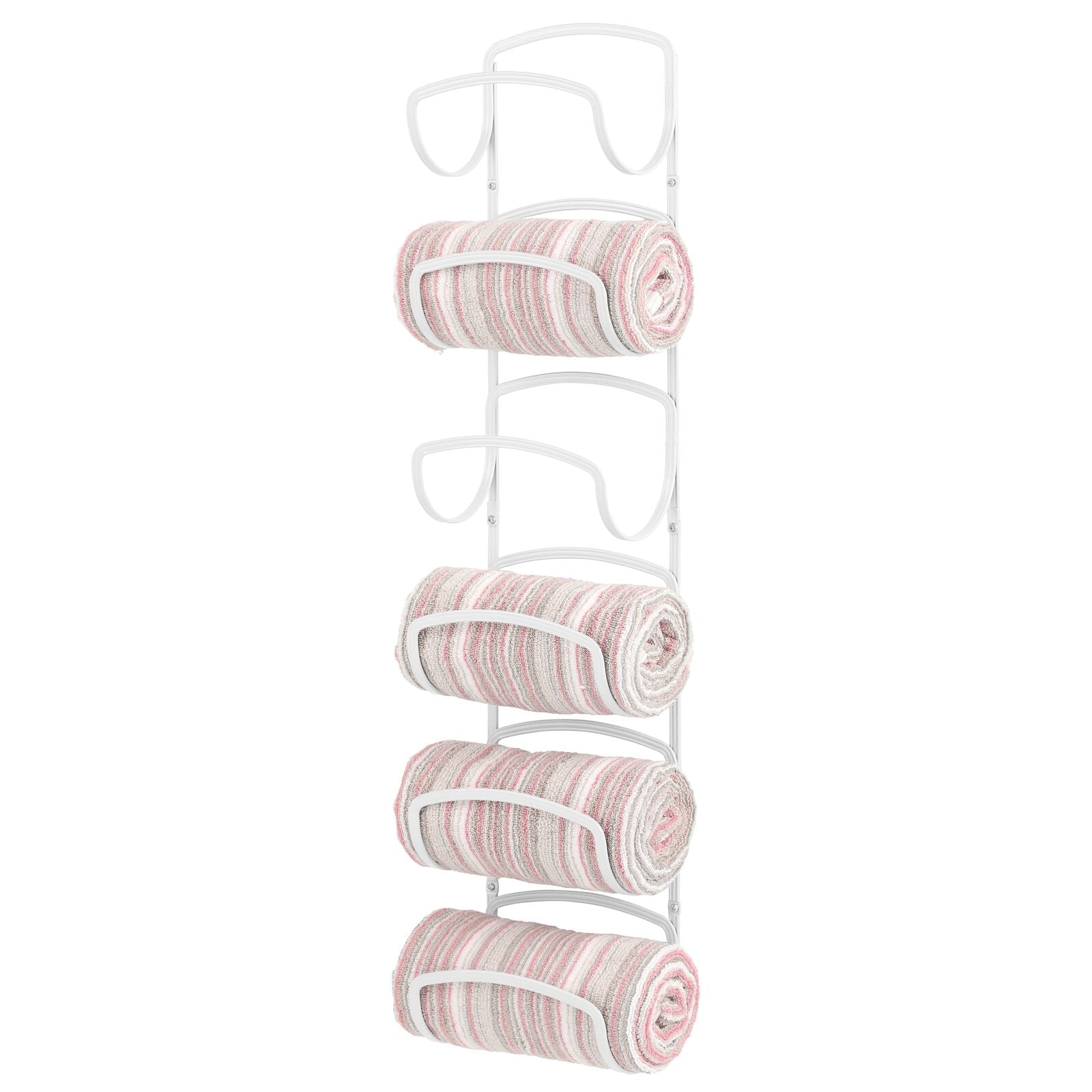 White Steel Wall Mounted Six-Tier Towel Organizer