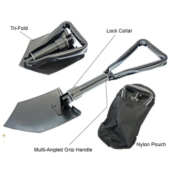 Steel Tri Fold Shovel with Carrying Case