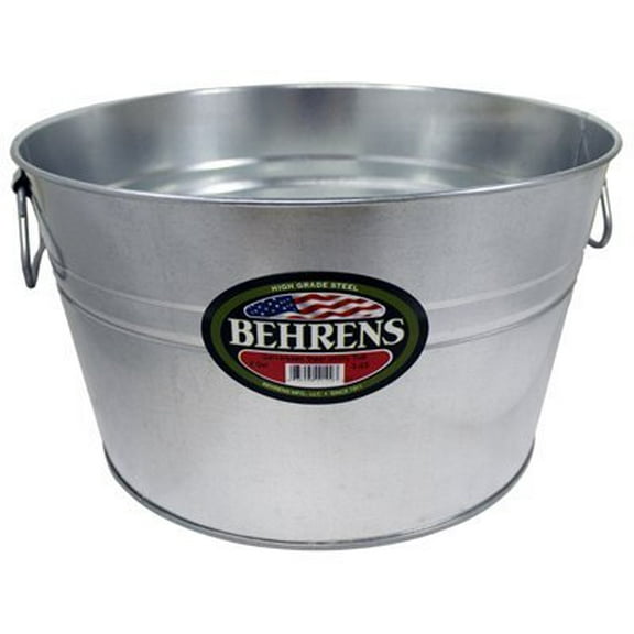 Behrens 5 Gallon Round Steel Tub Steel in Silver  Heritage American-Made Outdoor & Workshop Container