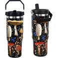 thumbnail image 1 of Steel Tumbler with Straw Vertical Handle Ice Flow Flip Tumbler 30 oz, Mushroom Tumbler Insulated Water Bottle Easy for Carry, Good for Home/Office, Better for Travel/Car/Camp, 1 of 6