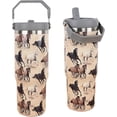 thumbnail image 1 of 30 oz Horse Tumbler with Straw Handle, Vintage Gifts for Women Men Horse Lover, Stainless Steel Insulated Water Bottle Coffee Cups for Home Office Travel(Brown), 1 of 6