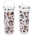 thumbnail image 1 of Steel Tumbler with Straw Vertical Handle Ice Flow Flip Tumbler 30 oz, Mushroom Tumbler Insulated Water Bottle Easy for Carry, Good for Home/Office, Better for Travel/Car/Camp, 1 of 6