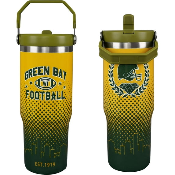 Steel Tumbler Vertical Handle for 2024 Sport Fan Ice Flow Flip Tumbler 30 oz,Insulated Water Bottle Easy for Carry