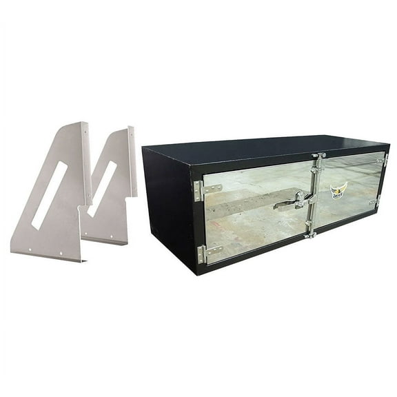 Steel Underbody Tool Box Kit 24"x24"x60" Mirror Finish Side Mount Tool Box w/ Double Doors & Paddle Lock and 24"x24" Weld-On Aluminum Mounting Brackets for Flatbed Trailers
