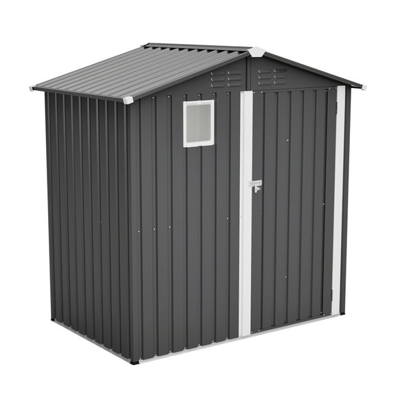 Steel Utility Tool Shed 6FT x 4FT  Metal Outdoor Storage House for Garden, Backyard, Patio, and Lawn