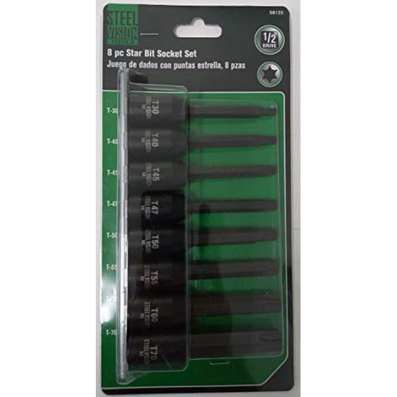 Steel Vision 58122 8pc Star Bit Socket Set 1/2" Drive