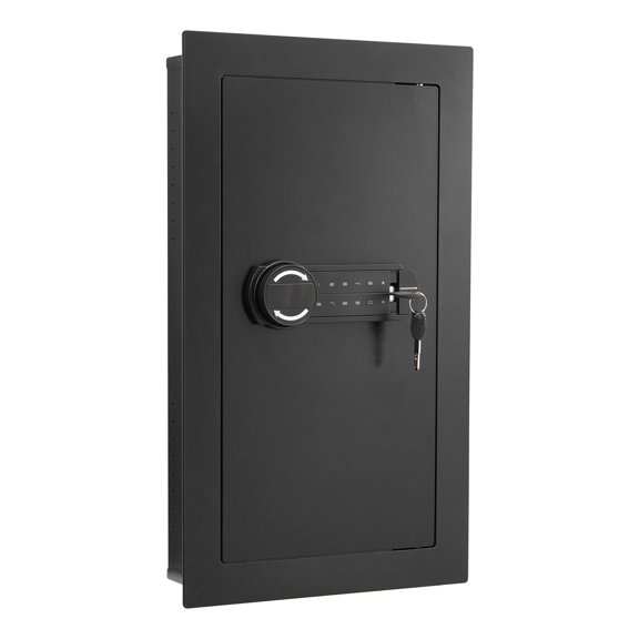 Steel Wall Safe Electronic Keypad Key Lock, 3-Tier Security Box LED Light, Adjustable Shelf Jewelry Money Document Black