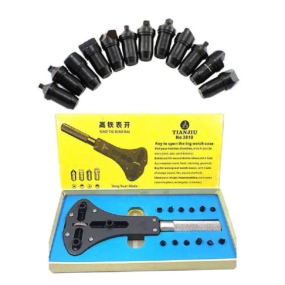 Steel Watch Repair Tool Backcase Opener Max 57MM With 12 Bits Watch Repair 12 Clamps Wrench Watch Case Opener Watchmaker Tool