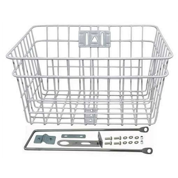 Steel Wire Basket W/Braces White. for bicycle basket, bike basket, lowrider bikes, beach cruiser, limos, stretch bike parts