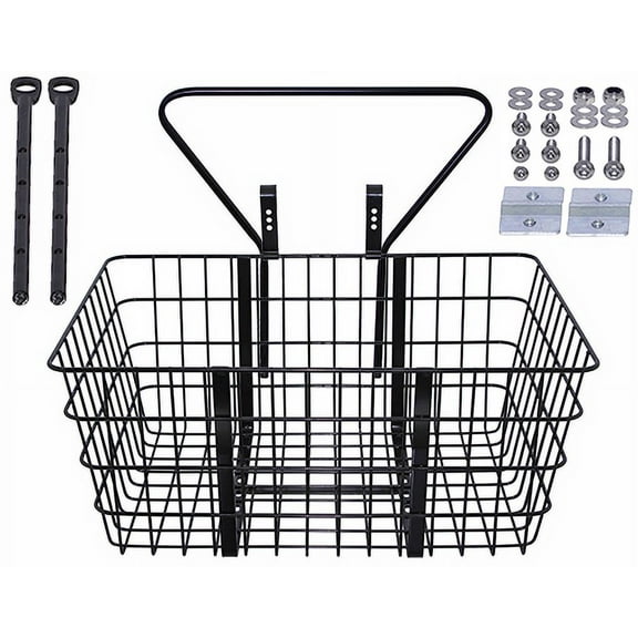Steel Wire Basket With Adjustable Braces Fit 20" to 29" Bikes TL-907ss Black.