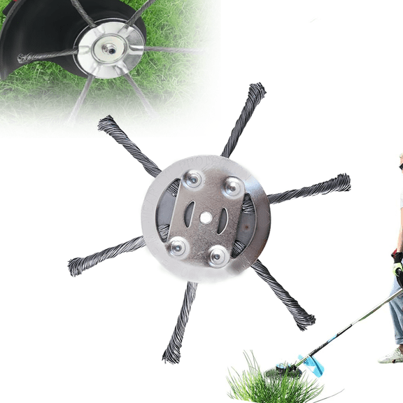 Steel Wire Brush Cutter Trimmer Head, 6-Inch Wire Brush Cutter Trimmer Head, Professional Mower Attachment for Lawn Garden Yard Park Farm Backyard Landscaping