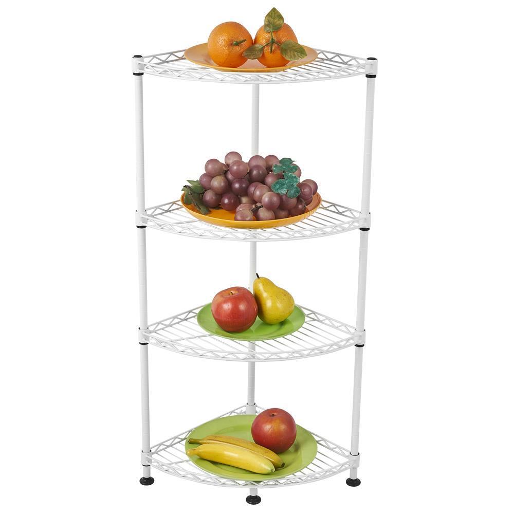 Steel Wire Corner Shelving Unit Kitchen Bathroom Storage Organizer 4