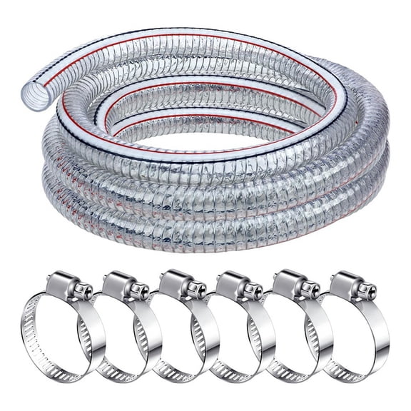 Steel Wire Flexible Tubing with Fasteners PVC High Pressure Drain Hose Tube Pond Tubing Clear Wire Reinforced for Pond