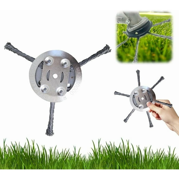 Steel Wire Grass Trimmer Head, 2025 New String Trimmer Replacement Head, Universal Brush Cutter Steel Head for Lawn Mower Edging, 6Inch Wired Trimmer Blade for Lawn Mower Tray (3, #A)