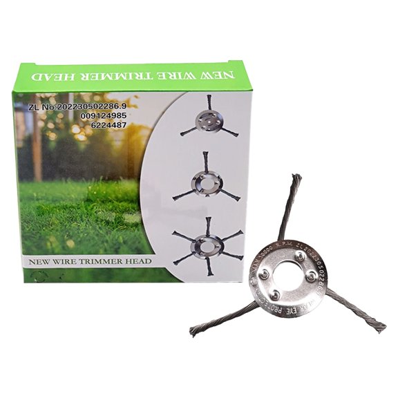 Steel Wire Grass Trimmer Head,2025 New String Trimmer Replacement Head,Wire Weed Trimmer Head Weed Remover Tool,6Inch Wired Trimmer Blade for Lawn Mower Tray,Three Connecting Pieces (1PC)