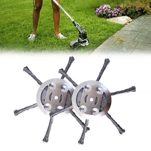 Steel Wire Grass Trimmer Replacement Head, Universal 5mm Hole Weed Eater Head with Full Adapter Kit for Electric & Gas String Trimmers