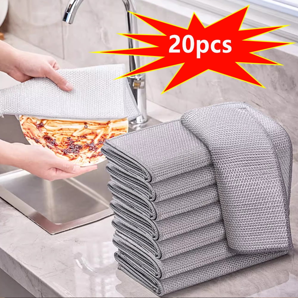 YinQin Double Layer Wire Dishwashing Cloths – 4 Pack, 20x28cm Stainless Steel Scrubbers, Non-Scratch For Kitchen Cleaning