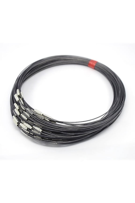 Steel Wire Necklace Cord Nice for DIY Jewelry Making with Brass Screw Clasp Slate Gray 17.5 inch 1mm