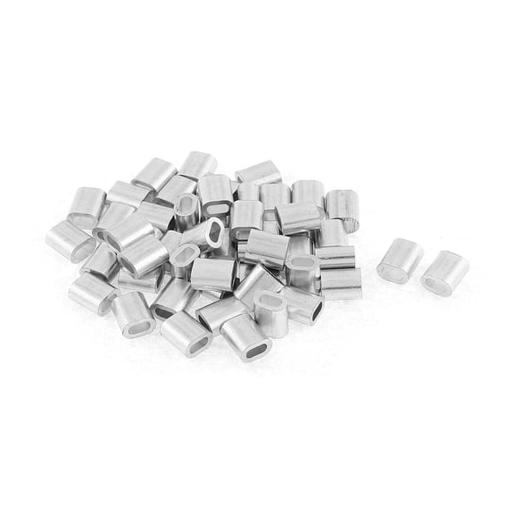 Steel Wire Rope Aluminum Fittings Loop Ferrules Sleeves 2mm 5/64" 50 Pcs