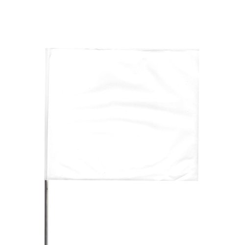 Steel Wire Staff Marking Flags 4 In. X 5 In. Flag / 21 In. Steel Wire / (White) [12 Flags/Pack