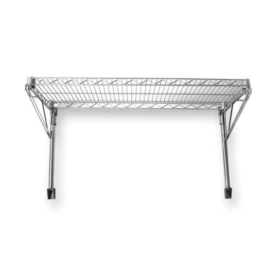 ZORO SELECT 2HGC9 : Ventilated Steel Wire Wall Shelf 14"D x 24"W x 14"H Chrome