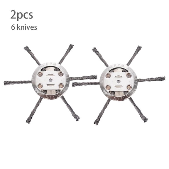 Steel Wire Weed Trimmer Head, Universal Steel Weed Trimmer Head 5.9 Inch, 3/6 Rotary Mower Attachment for Lawn Weeding & Moss Removal, 5mm Shaft Electric Strimmer