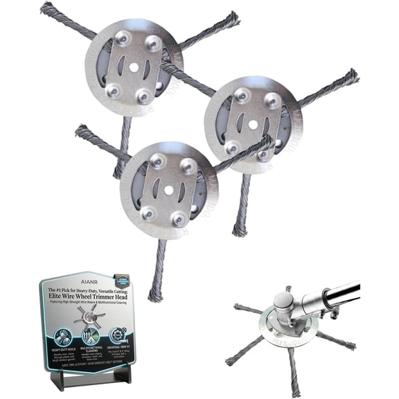 Steel Wire Wheel Head Grass Trimmer Heads for 5mm Aperture 6-Inch Universal Replacement Brush Cutter Durable for Electric Cordless Trimmers Lawn Edging Garden Weeding(3 Blade-3pcs)